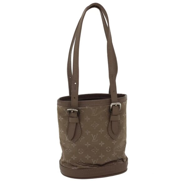 LOUIS VUITTON Monogram Satin Little bucket Hand Bag Beige M92145 LV Auth am3521A - Picture 2 of 16
